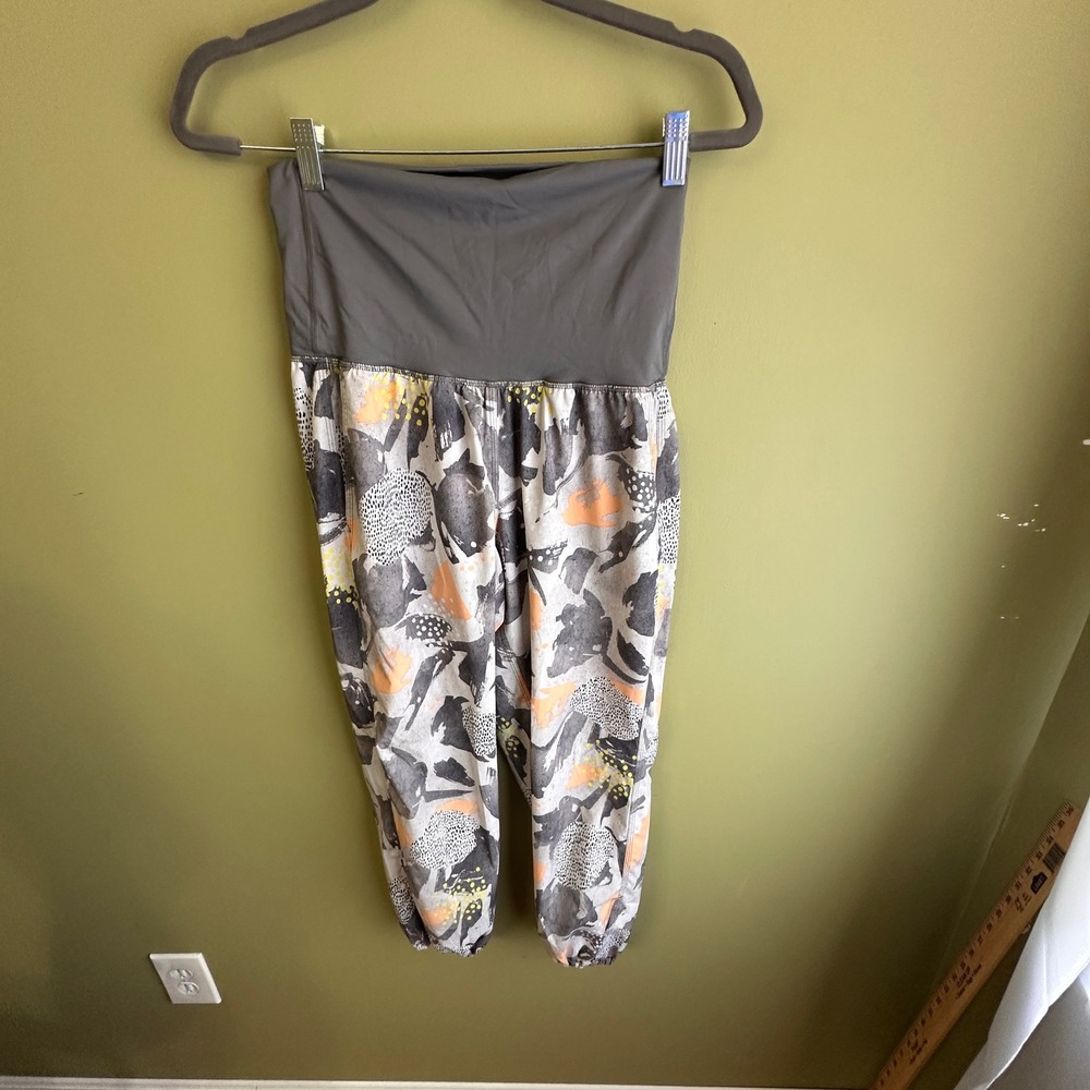 Lululemon Om Pant Abstract Pop Art Print Jogger Pants Grey Orange Yellow Size 6
